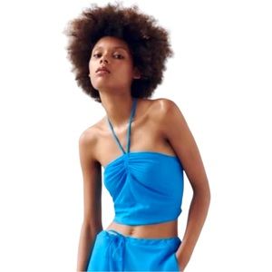 ZARA Ruched Halter Tube Top